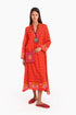 Long dress in printed cotton gauze with side pockets